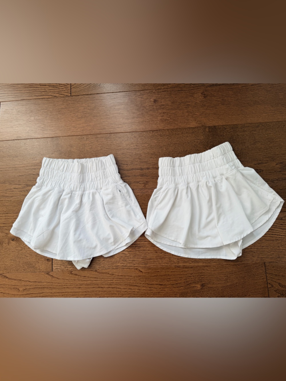 CRZ YOGA White Ruffle Skirt Athletic Shorts -2 pair